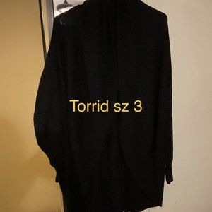 torrid black long sleeved drape front cardigan sz3